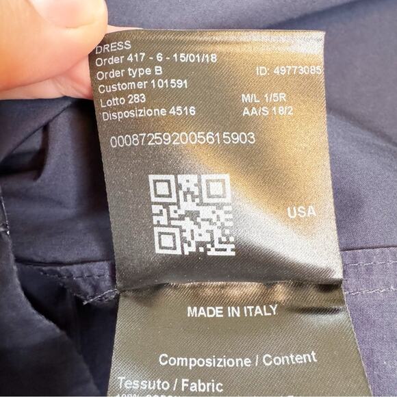 Calvin Klein 205W39NYC Ruffle Neck Poplin Dress Navy Size 4 - Picture 13 of 16